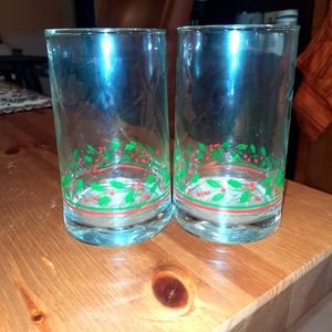 Libbey's 1980's Vintage Holly berry holiday glasses